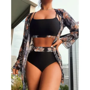 Bikini Floral 3 Piezas Con Salida Playa Mujer