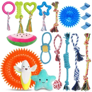 Set 18 juguetes para perro cachorro cuerda peluche