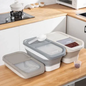 Contenedor plegable de cocina con tapa hermética GRIS