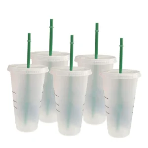 vasos negros para bebidas frías 20pcs con tapa popote
