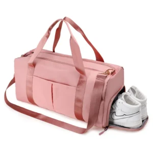 Bolsa deportiva de lona rosa para gym y viaje