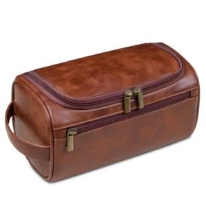 Neceser de viaje vintage para hombre piel café con asa