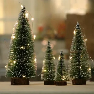 set 4 mini arboles navidad miniatura con luces decoracion
