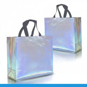 Bolsa holográfica tornasol con asas reutilizable regalo