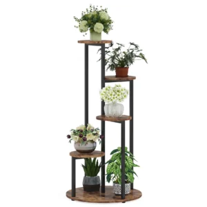 Repisa para plantas con luz led 4 niveles madera metal