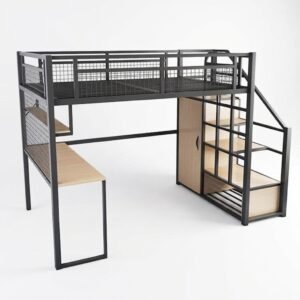 Litera Base Cama Individual Escritorio Y Estación De Carga