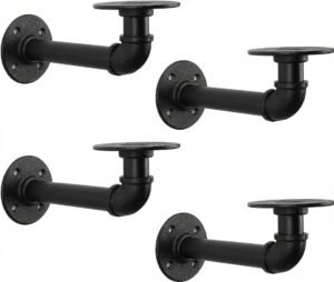 Soporte de pared para repisas tubo hierro negro 6 pzas