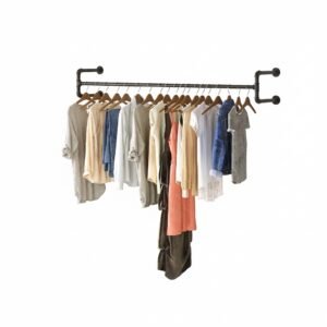 Perchero de pie industrial tubo metal ropa 30kg