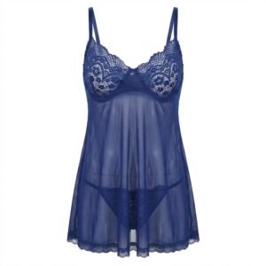 Baby doll negro transparente encaje lencería mujer