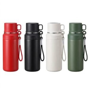 Termo acero inoxidable 14ozcon tapa rojo negro