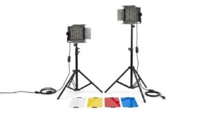 Kit 2 lámparas LED para estudio con filtros de colores