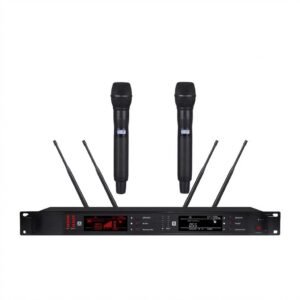 Micrófonos inalámbricos UHF dobles con base receptora