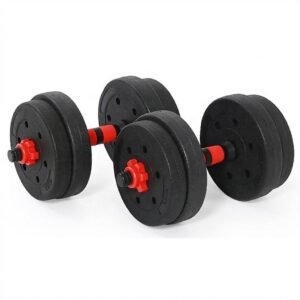 Set de mancuernas y barra ajustable 20kg cemento