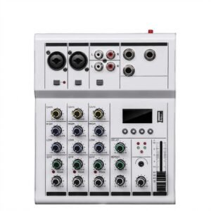 Mezcladora de audio 4 canales bluetooth reverb y usb Blanca