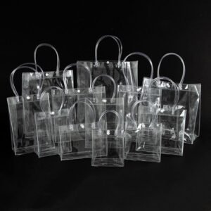 Bolsas transparentes de PVC con asas para regalo 60pz