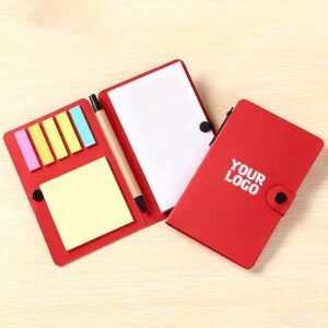 Libreta con notas adhesivas y pluma set oficina