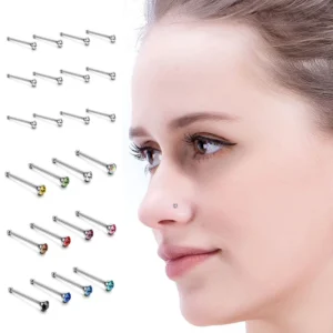 set de piercings para nariz con cristal colores 60 piezas colores variados 15, 20 y 25 mm