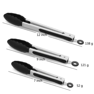 Pinzas de cocina de silicona set 3 piezas acero inox