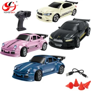 Carro de control remoto rc 1:64 con luces led negro DRIFT