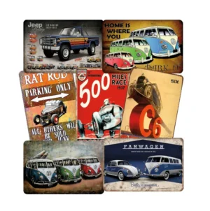 cartel de chapa retro volkswagen combi decoración vintage