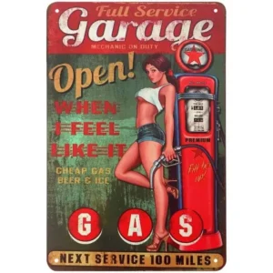 letrero de lámina vintage decorativo garage pin up retro