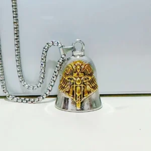 Campana Guardiana Moto Ángel Alas Collar Amuleto Suerte