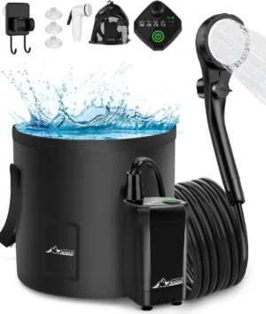 Regadera portatil camping electrica recargable con cubeta 20l