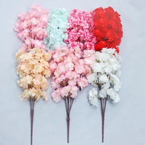 flores artificiales cherry blossom rama 5 cabezas boda