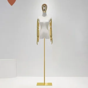 maniqui medio cuerpo mujer con brazos articulados y base
