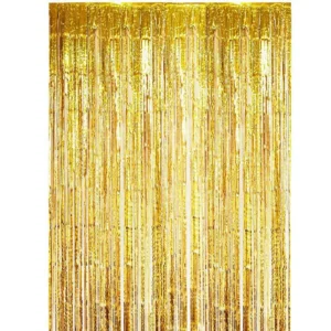 cortina metalica dorada 2m para fiestas decoracion