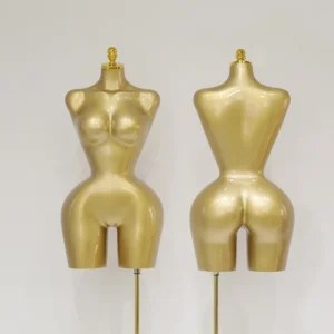 Maniqui medio cuerpo mujer dorado exhibidor ropa