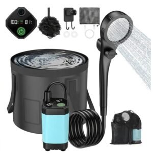 Regadera portatil camping recargable USB con cubeta 20L