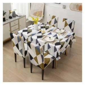 mantel impermeable geometrico para mesa comedor rectangular