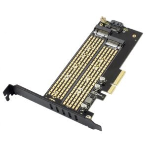 Adaptador PCIe X4 Doble M.2 NVMe SATA SSD M y B Key